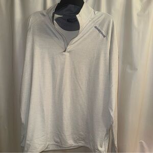 Peter Millar Light Gray Long Sleeve Shirt Golf Fore The Cure